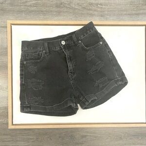 American Eagle 0 Black Distressed Mom Jean Shorts